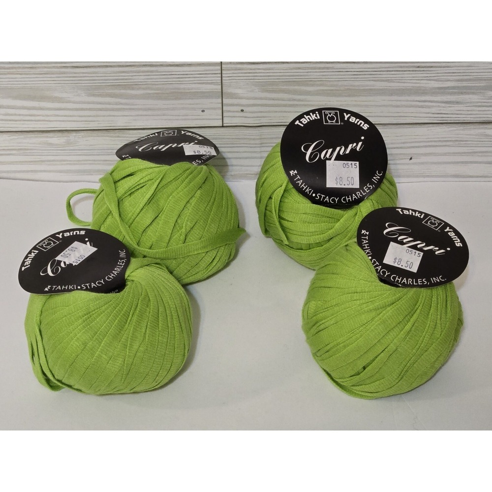 Tahki Yarns Capri Lot Of 4 Skeins 200+ Total Yards Green 100% Egyptian Cotton